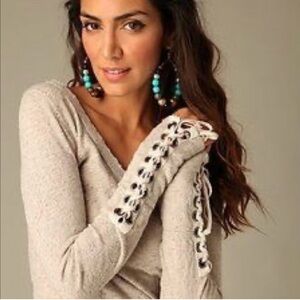 Free People Vintage Lace Up Cuff Thermal Size Small